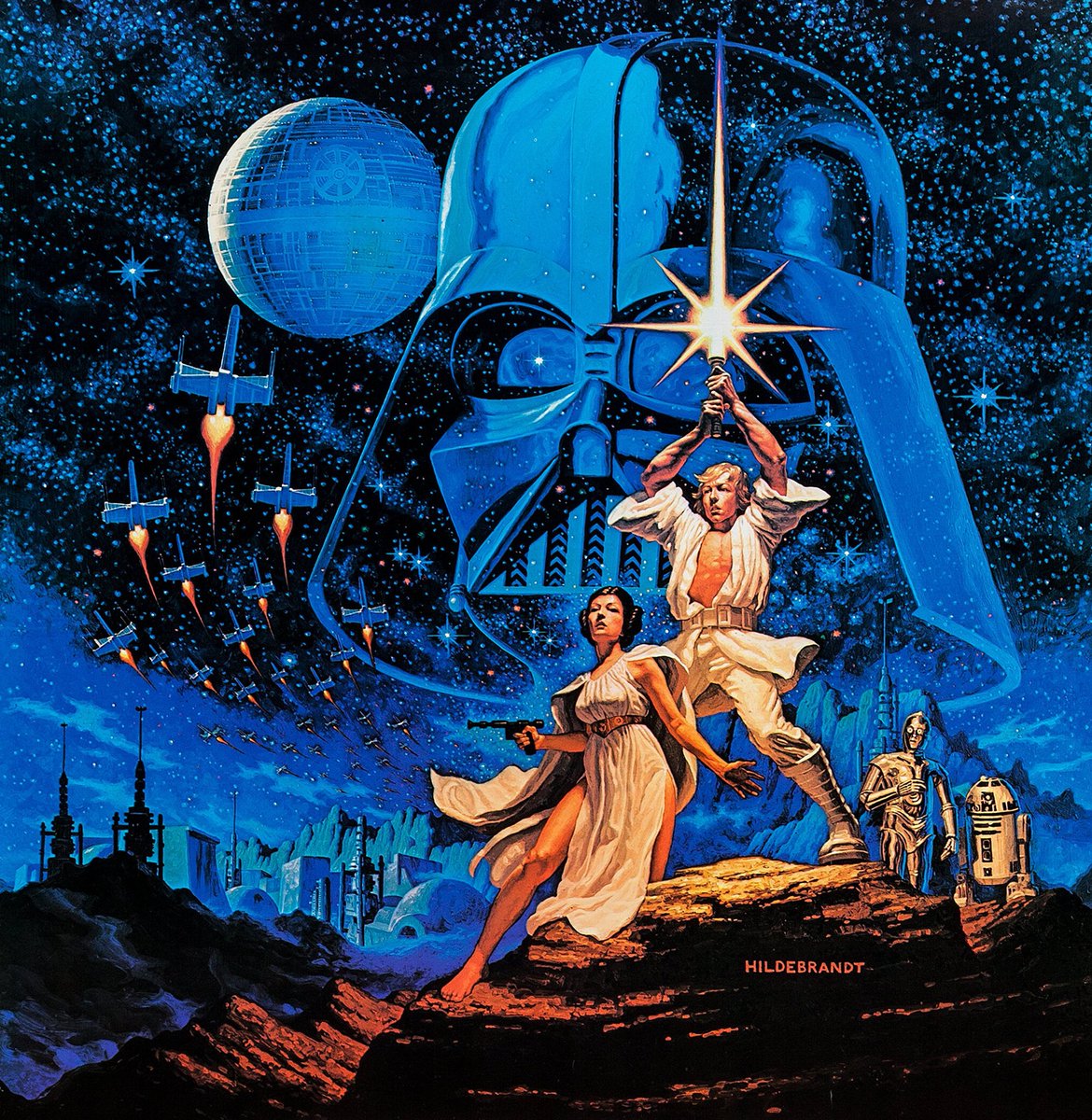 STAR WARS poster art by the Brothers Hildebrandt, 1977. Rest in peace, Greg Hildebrandt.