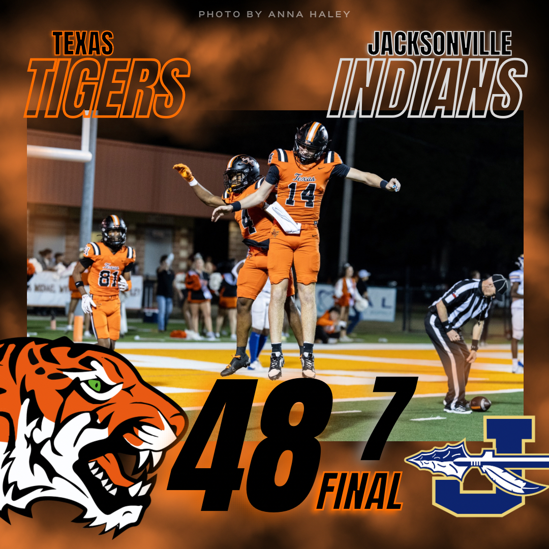TigerTimesTHS's tweet photo. The Texas High Tigers remain undefeated and are named district champions after dominating the Jacksonville Indians at Tiger Stadium. #txhigh #texashighschoolfootball https://t.co/MEDzzTGrMX