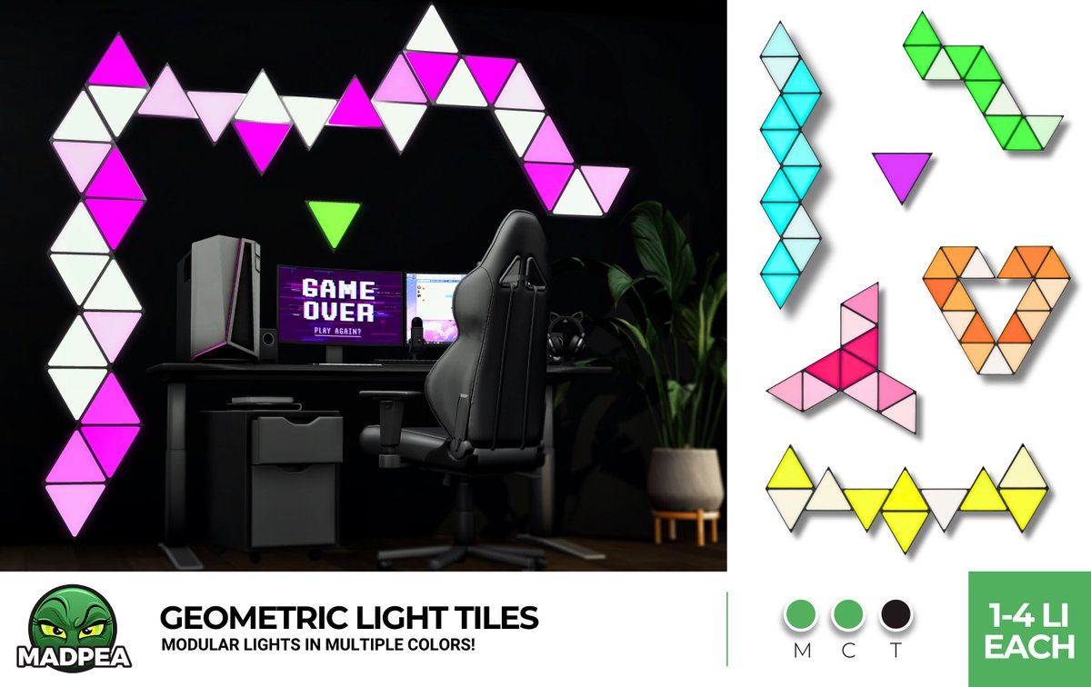 Transform your gaming room with these epic Geometric Light Tiles✨🎮Perfect for levelling up⬆️ any gaming setup, these Geometric Light Tiles are available at Level, so grab yours today🛒! 

TP: maps.secondlife.com/secondlife/LEV…
