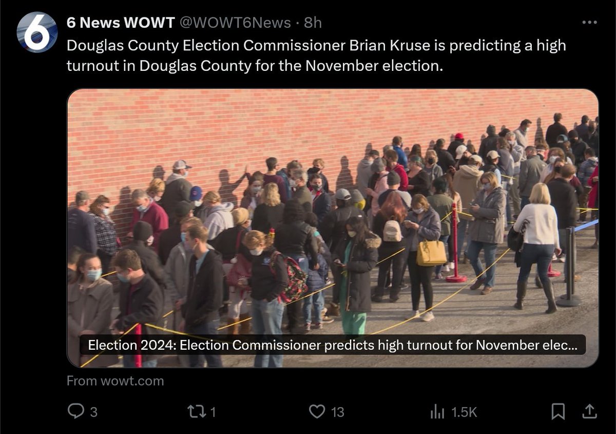 realfreenewsNE's tweet image. Douglas County Election Commissioner is expecting high turnout from illegals and Democrats voting multiple times.  #dcec #douglascounty #voting
