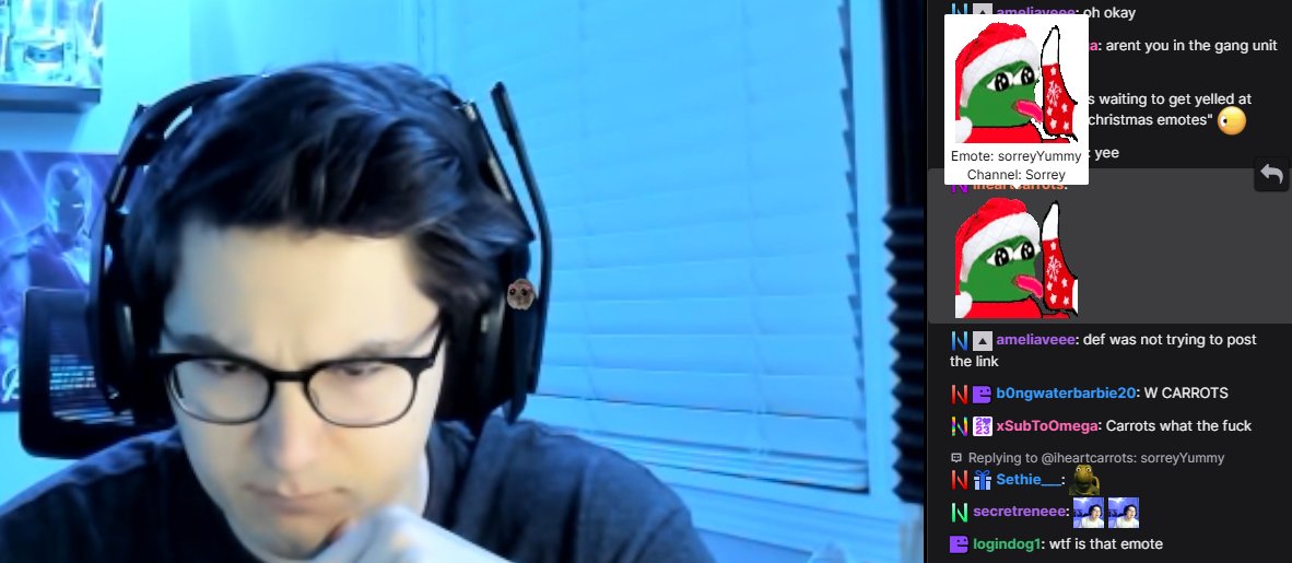 Love getting into the holidays with holiday emotes! Look how much joy its bringing to <a href="/Nolan_Woolley/">vNolan</a> !