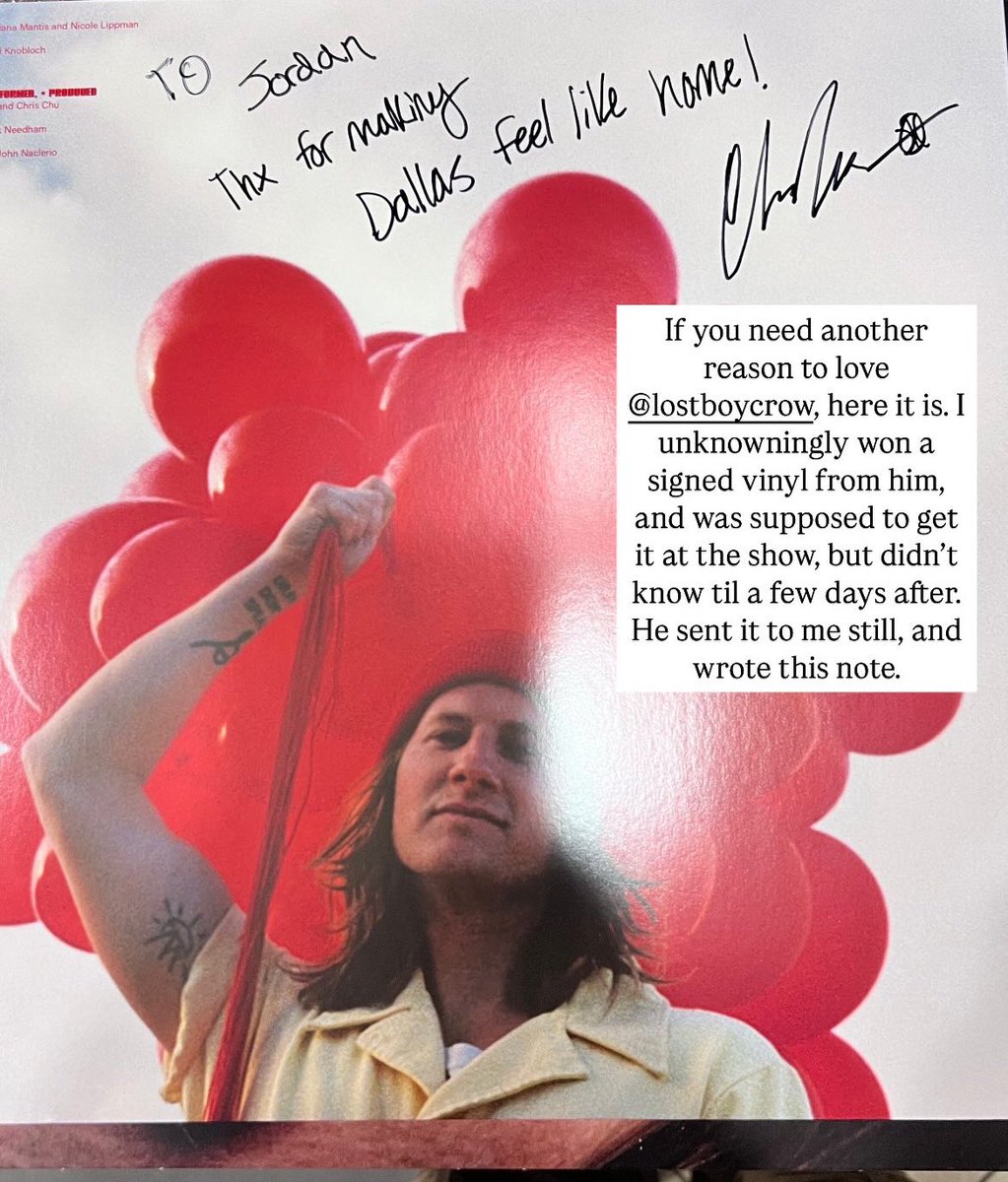 winteringgirl's tweet photo. If anyone needed any more convincing to love @lostboycrow - here it is. 
Chris, you have very quickly become one of my favorite artists. I adore your kind heart so much. Cannot wait to have you back in TX! 🥺🩷 https://t.co/WOpO28gLQ0