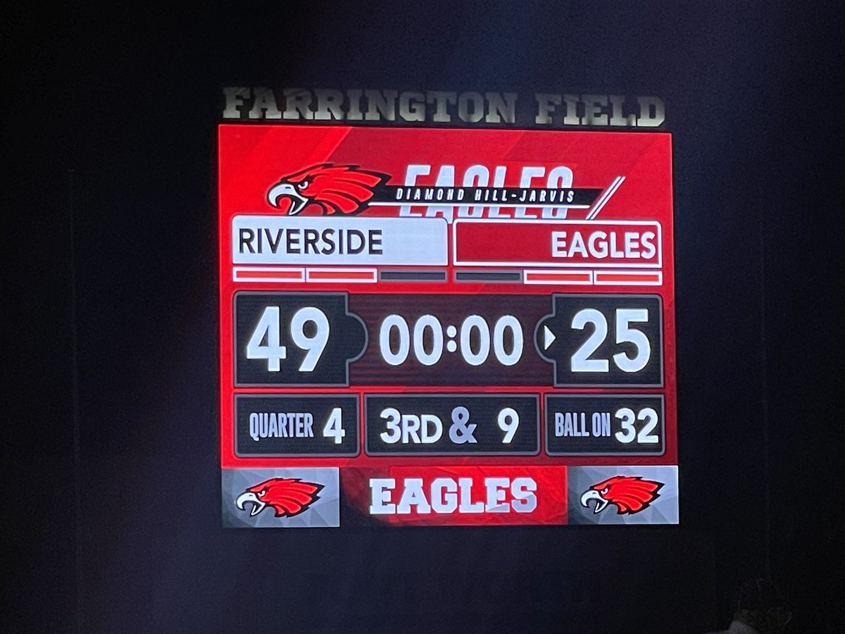 CRSideAthletics's tweet photo. ⚡️🦅🏈FINAL SCORE🏈🦅⚡️
Win‼️ 
🆚 FW Diamond Hill 
#HailCarter | 🦅 | #txhsfb 
@DFWGRIDIRON @Gosset41
@dfwvarsity  @SportsDayHS
@startelegram @dfwvarsity @dctf @FWISDAthletics @CRiversideHS https://t.co/Lk6xLmjtyb