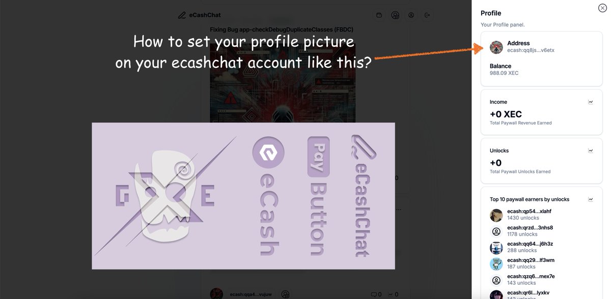 nftoa_'s tweet image. Your profile picture is an important aspect of your @ecashchat presence, as it’s often the first visual representation of you that other users see. #NFT #cryptonewstoday #XEC #eCash 

How to Set Your Profile Picture on Your eCashChat Account Like This youtu.be/29VLzqoNxso