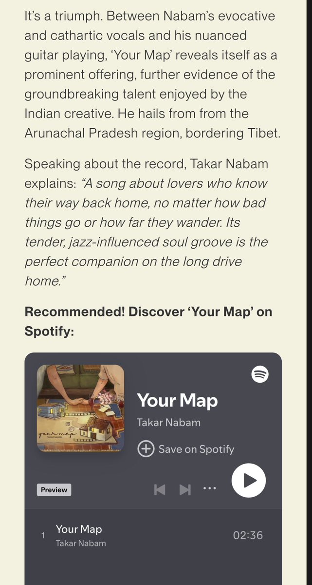 𝐓𝐚𝐤𝐚𝐫 𝐍𝐚𝐛𝐚𝐦 (@takar_nabam) on Twitter photo Elated after reading this fine review of my new single 𝓨𝓸𝓾𝓻 𝓜𝓪𝓹. Thank you so much <a href="/itsmesmerized/">Mesmerized</a> ❤️
Link to the full article - mesmerized.io/takar-nabam-un… Elated after reading this fine review of my new single 𝓨𝓸𝓾𝓻 𝓜𝓪𝓹. Thank you so much <a href="/itsmesmerized/">Mesmerized</a> ❤️
Link to the full article - mesmerized.io/takar-nabam-un…