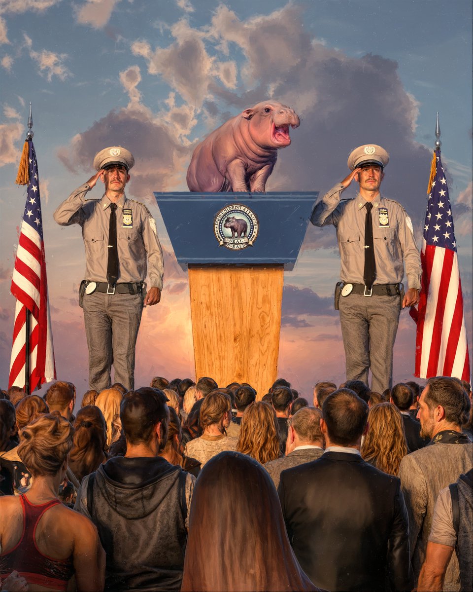 beeple's tweet image. MOO DENG MAKING A FINAL PITCH TO VOTERS