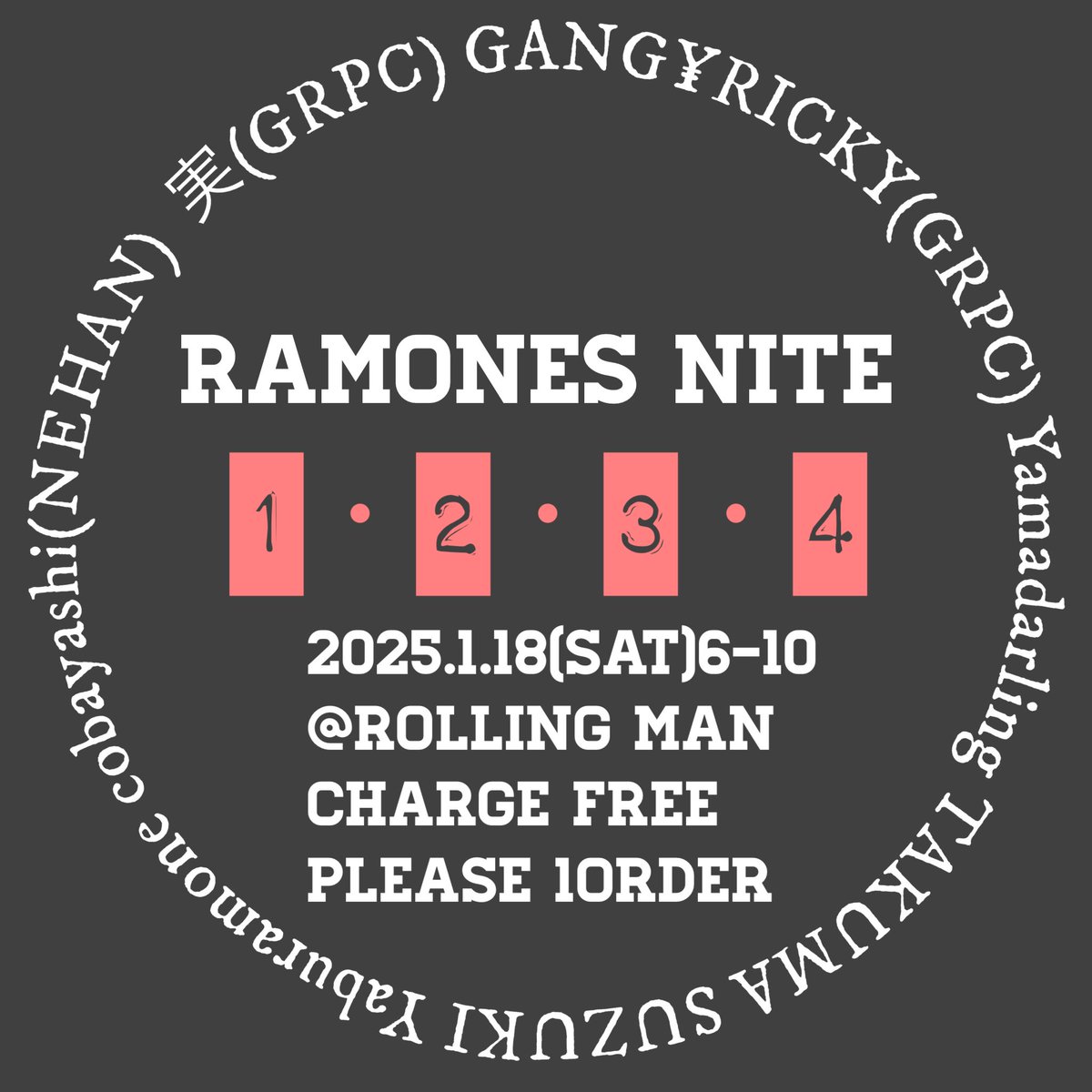 singallagher's tweet photo. ラモーンズナイト再び😀
◆RAMONES NITE
2025/1/28（土）PM6-10
@PUBROLLINGMAN 
charge free  please 1order

強力な布陣のもと、ラモーンズナンバーによるDJイベント
ラモーンズ大好きな人も好きな人もちょっと聴いてみたいな、って人も是非どうぞ😀
#RAMONESNITE  
#RAMONESNIGHT https://t.co/isQV3GYtGj