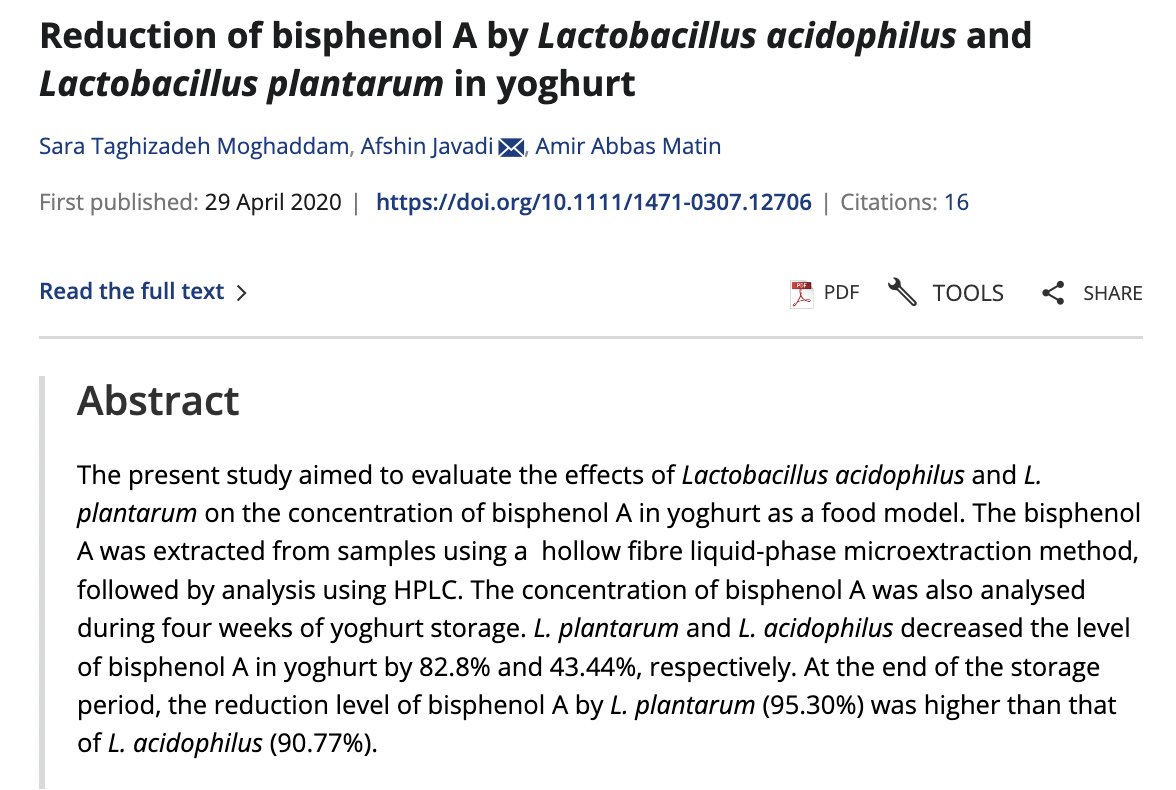 AlpacaAurelius's tweet photo. Worried about BPA and microplastics? Eat lots of fermented food.

- Lactobacillus acidophilus from yogurt reduces BPA levels 82%
- Kefir probiotics are able to protect against oxidative damage
- Lactobacillus bacteria is able to adsorb microplastics,  removing them and eliminating them from tissues
- L. reuteri found in kimchi, sauerkraut, cheese and yogurt degrades BPA