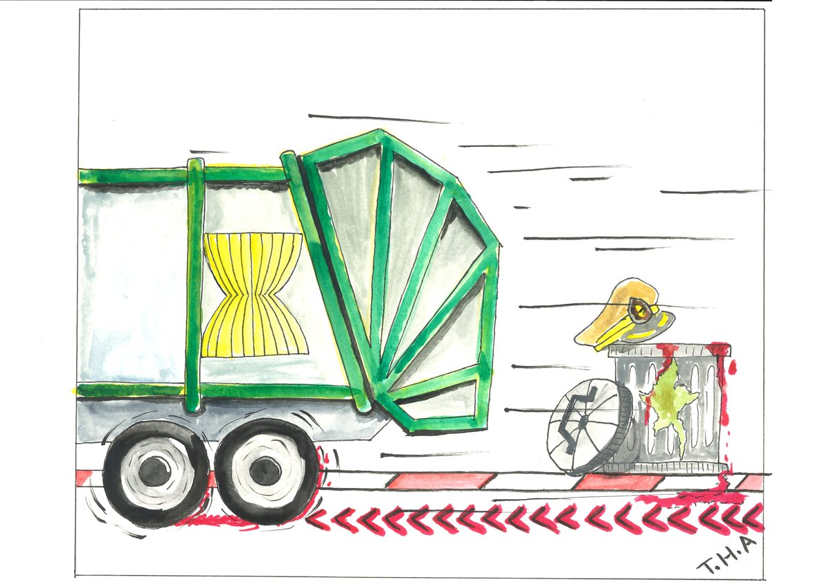 SEAJunction's tweet image. Prize - Special Mention (Cartoons) 
Artist- T.H.Aung (Myanmar)  
Here is the cartoon of  T.H.Aung, Special Mention Prize Winner, at the competition of "Cartooning the ASEAN Way of Non-interference and Consensus".  #cartoon #ASEAN #noninterference #consensus #exhibition #bangkok