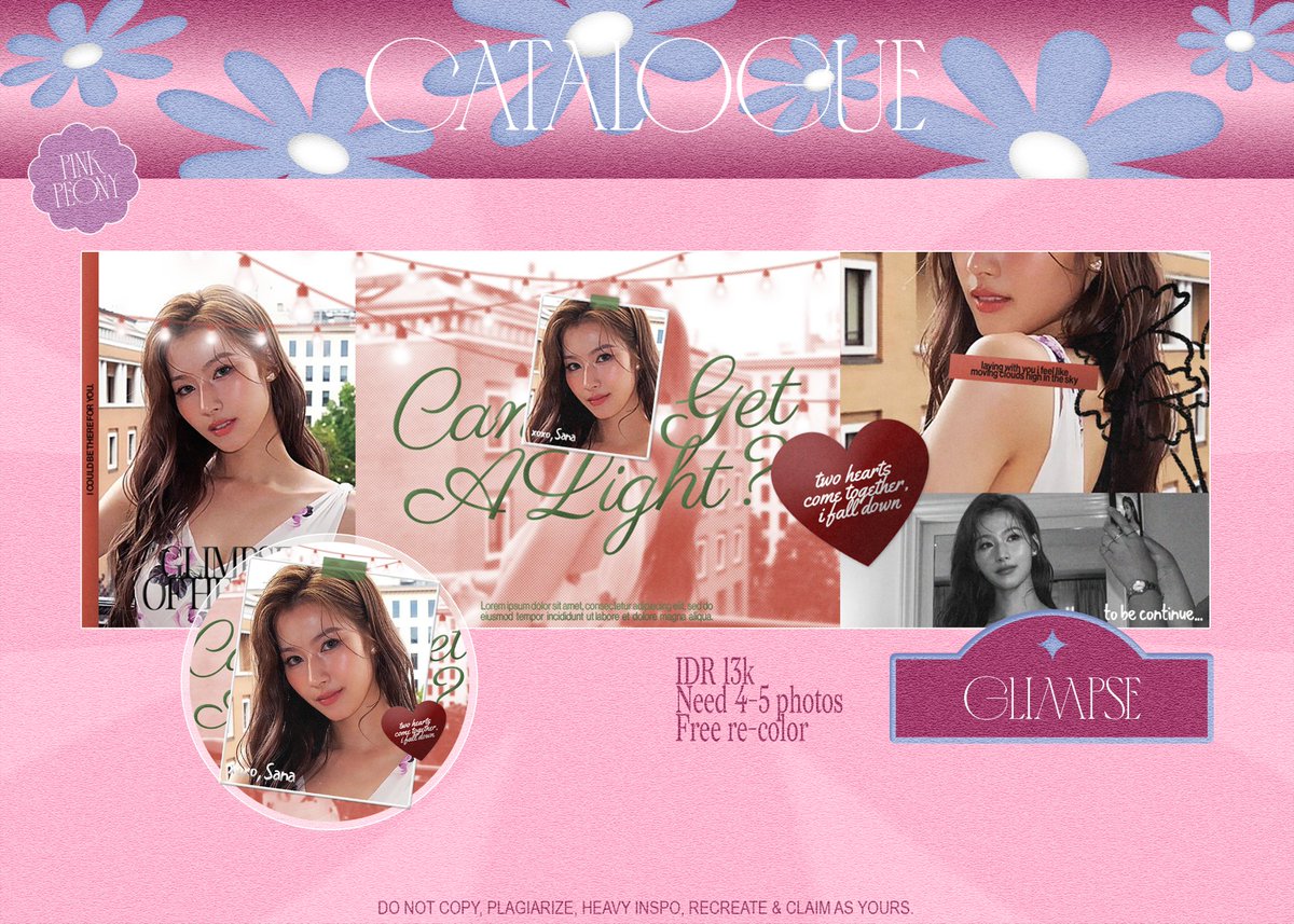 pinkapeony's tweet image. help RT please, thank u! #zonauang

ayo kenalan sama layout baru aku namanya 'GLIMPSE' 🌟 layout ini terinspirasi dari lagu Offonoff - Cigarette. jika ada kesamaan dengan BA lain kabarin aku ya! 🤩

aku juga mau cari model, prefer chara cowok &amp;amp; foto colorful, drop aja fotonya ya!