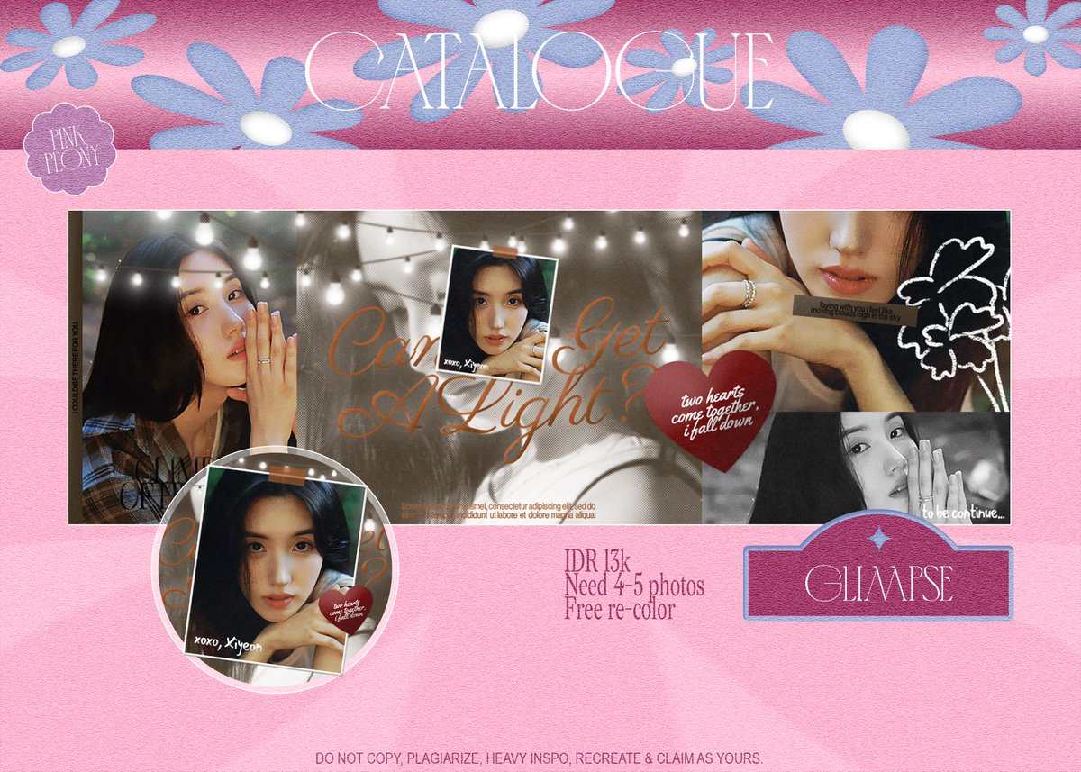 pinkapeony's tweet image. help RT please, thank u! #zonauang

ayo kenalan sama layout baru aku namanya 'GLIMPSE' 🌟 layout ini terinspirasi dari lagu Offonoff - Cigarette. jika ada kesamaan dengan BA lain kabarin aku ya! 🤩

aku juga mau cari model, prefer chara cowok &amp;amp; foto colorful, drop aja fotonya ya!