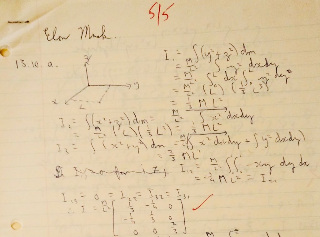 DimaZeniuk's tweet photo. Some of Elon Musk's physics homework from his days at the University of Pennsylvania https://t.co/SlNcL8xKuD