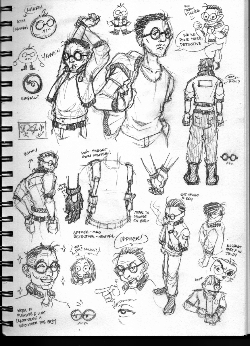 tomwambsgays's tweet photo. filled the first page of my sketchbook with kim doodles &amp; studies (: #discoelysium https://t.co/davHjnfylV
