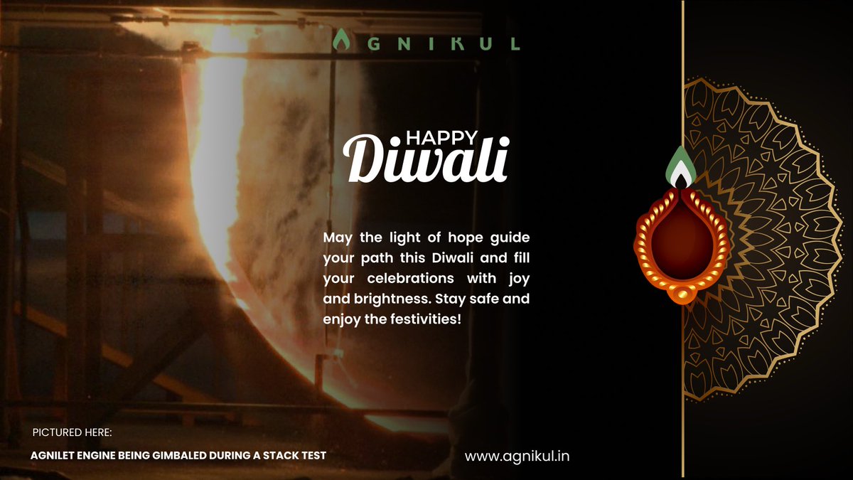 AgnikulCosmos's tweet image. Wishing you all a bright and prosperous Diwali from Agnikul!
#HappyDiwali #Diwali #FestivalOfLights #Agnikul #AgnikulCosmos #StartupIndia #MakeInIndia #Deepavali2024