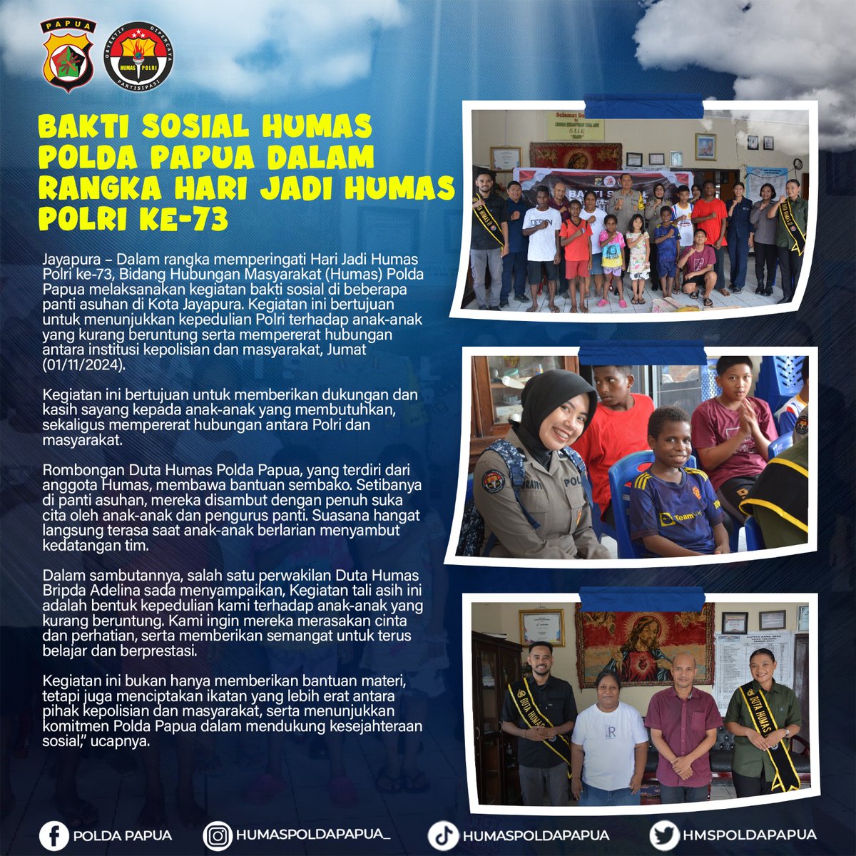 Bakti Sosial Humas Polda Papua Dalam Rangka Hari Jadi Humas Polri ke-73