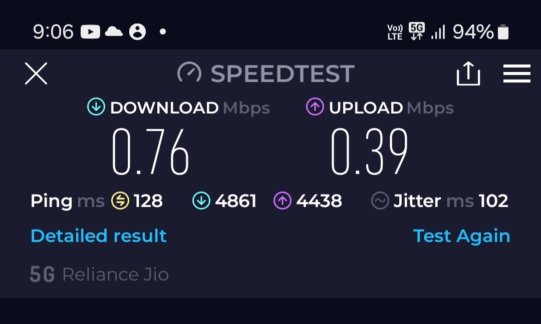 follow2pradeep's tweet photo. True 5G speed of Jio Network 🤣 Seriously 🤬 @reliancejio

They are cheating with their customers by charging very high amount and providing service of 2G network.

Location: Sector 29, Faridabad https://t.co/IXNG3UHgXf