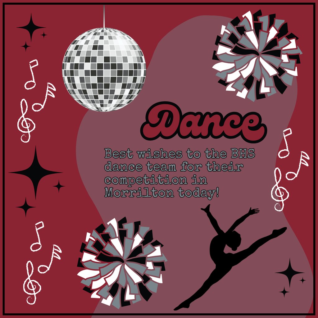 _bentonpanthers's tweet photo. Best wishes to our dance team today! Graphic design: Dillon A. #bhs #bhspanthers20242025 #bhsdance https://t.co/ypNXfUrgiY