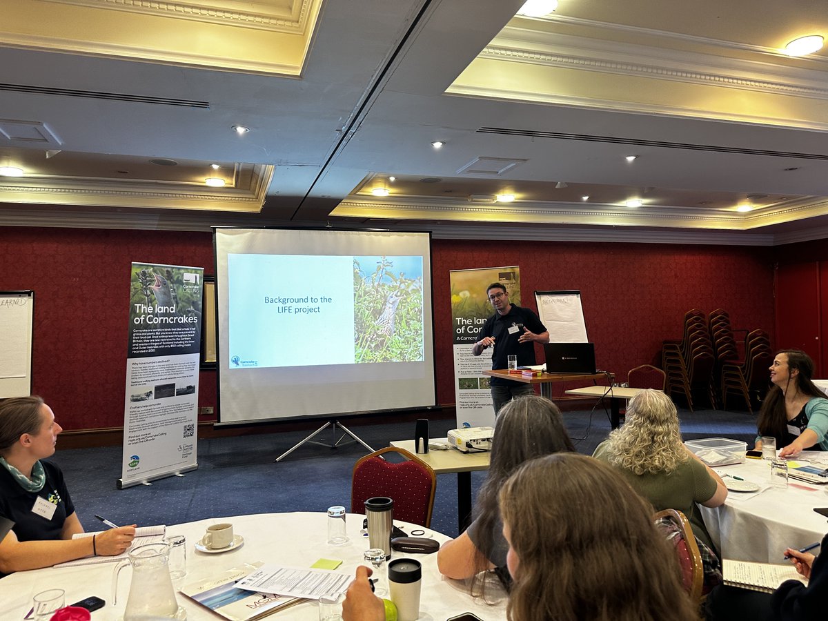 NatureNorthEast's tweet photo. An inspiring time connecting with peers, celebrating four years of dedicated work on the @RSPBScotland #CorncrakeCalling project.
Grateful for the chance to reflect on the progress that has been made, and look ahead to the future of Corncrake conservation in Scotland and beyond. https://t.co/awfMGukcyA