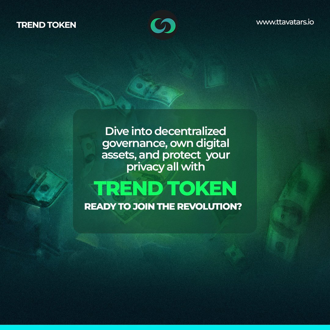 TTAvatars's tweet photo. ๐ Dive into the future with Trend Token! Experience decentralized governance, secure digital ownership, and ultimate privacy. ๐ Are you ready to join the revolution?
#TrendToken #Blockchain #CryptoRevolution #DigitalAssets #PrivacyMatters https://t.co/4IfqEN8Re0