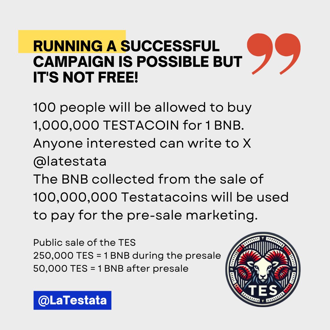 LaTestata's tweet photo. Follow @LaTestata
Telegram https://t.co/MJWqenUJOg
Whitepaper https://t.co/izEnGDTwKo

- RT &amp; LIKE
 (🔔) - Drop Your BNB Wallets 
#BNB #FREE #TES #TESTATACOIN #CoinMarketCap https://t.co/77yGSgS7qS