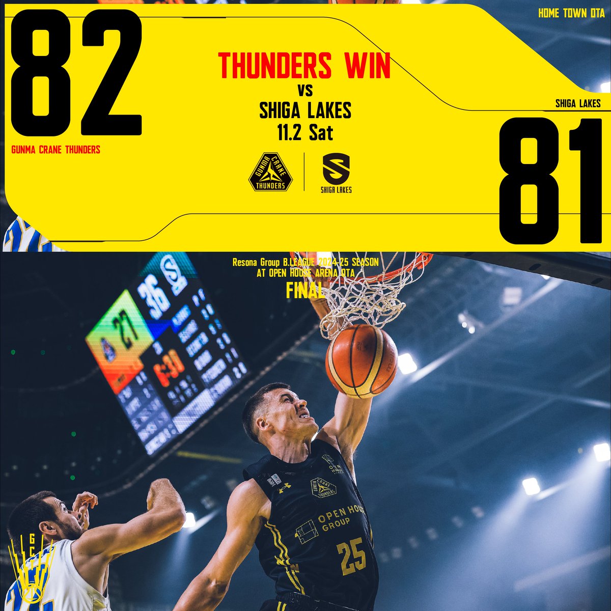 gunmacrane3ders's tweet image. ⚡️試合レポート⚡️

11/2(土)
#群馬クレインサンダーズ 82-81 #滋賀レイクス

#ケーレブ・ターズースキー 選手コメント…