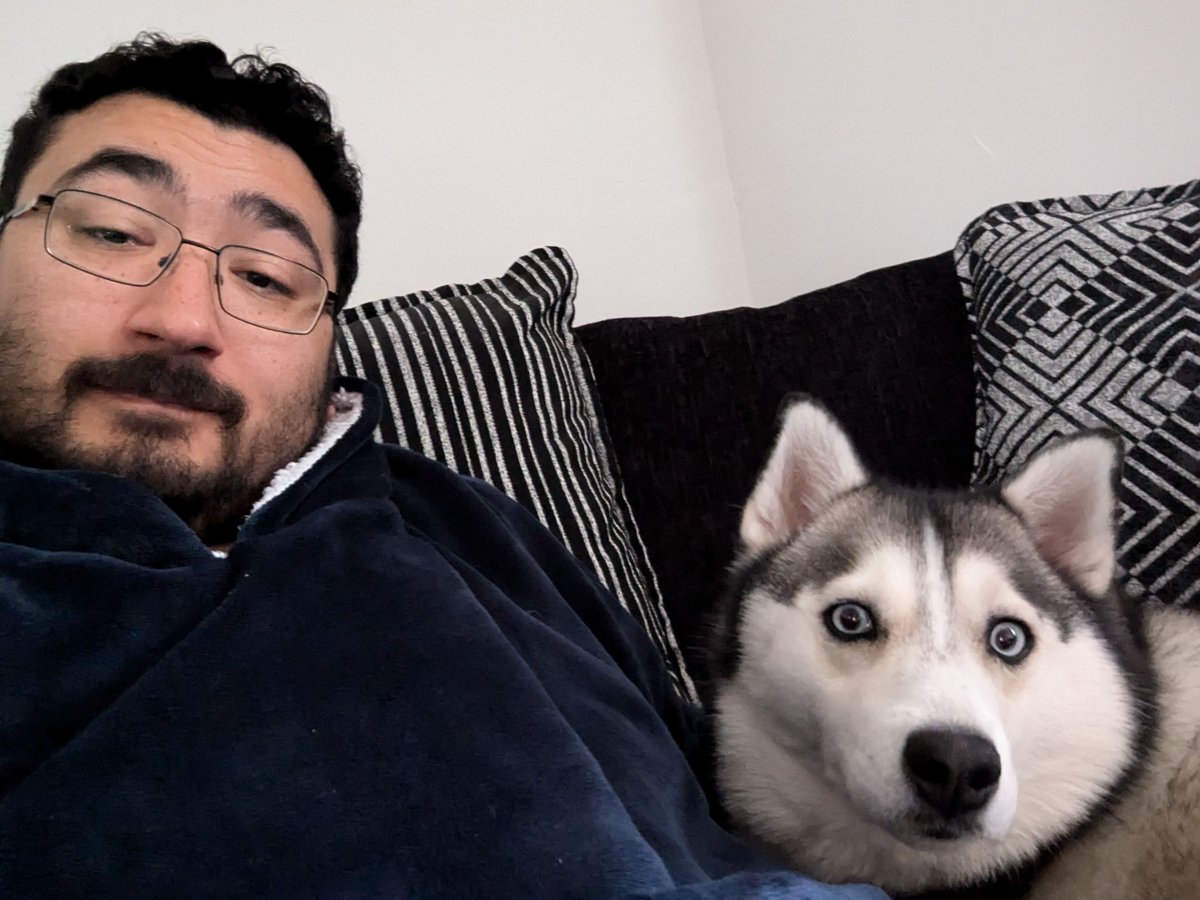 Picked up a cold through the week. It's been getting worse but I think we have hit the peak.
Skye's alarmed about it this morning. I am getting all the cuddles!