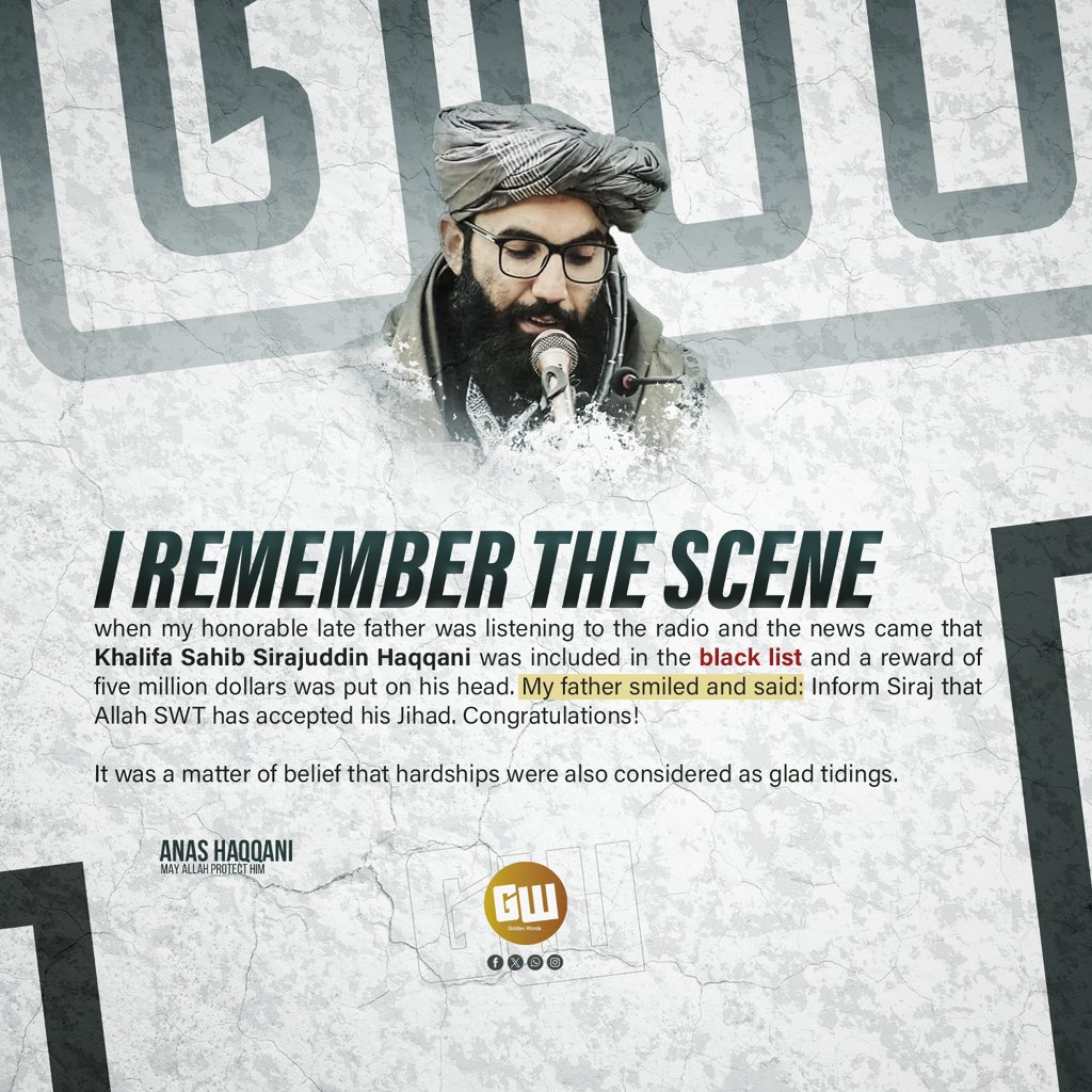 Anas Haqqani
may Allah protect him

GOLDEN WORDS
<a href="/goldenwordss10/">GOLDEN WORDS</a>

Golden Words: Reflecting the Golden Words of the Elders of the Islamic Emirate!