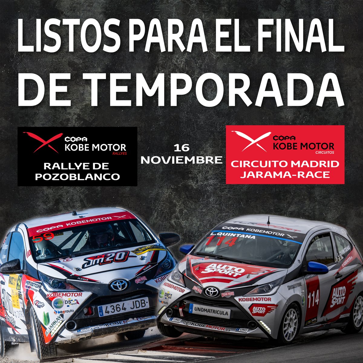 Empezamos el mes decisivo, Noviembre viene cargado de emociones con el final de las temporadas el día 16.

El Rallye Ciudad de Pozoblanco determinara al campeón de la Copa de Rallyes mientras que el Circuito Madrid Jarama-RACE será el protagonista del cierre de circuitos.