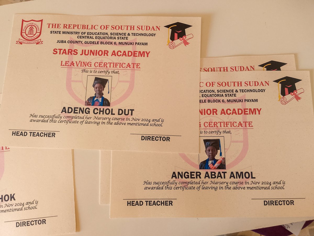 AfterDawnPrint's tweet photo. Thank you Stars Junior Academy for trusting us for your printing services.
Shining Nursery certificates.
For your printings call 0917090000 and get the best

#afterdawnprinters #printing #graphicsdesign #juba #southSudan https://t.co/TgnRdyDBEt