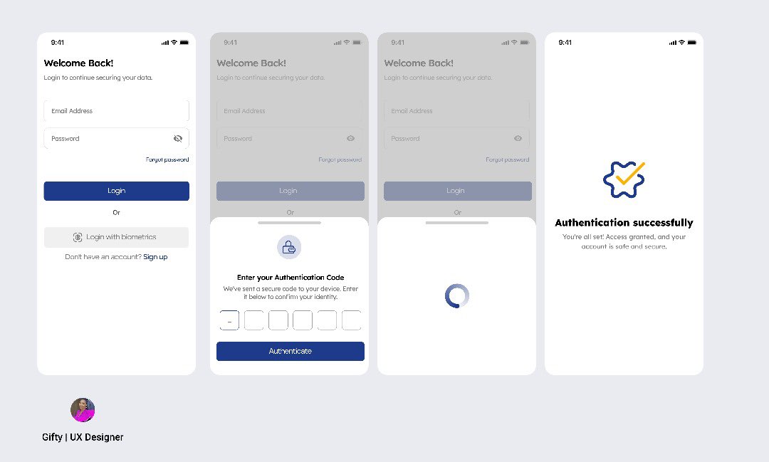 gift_tamzy's tweet image. Good morning creatives 

Started this month with a 30 days design challenge, I’ll be exploring different sectors…

First task: Day 1
Design a secure, user friendly login flow 
I’m open for feedback.. 
#30daysdesignchallenge
#alpnoll  #alpnolc