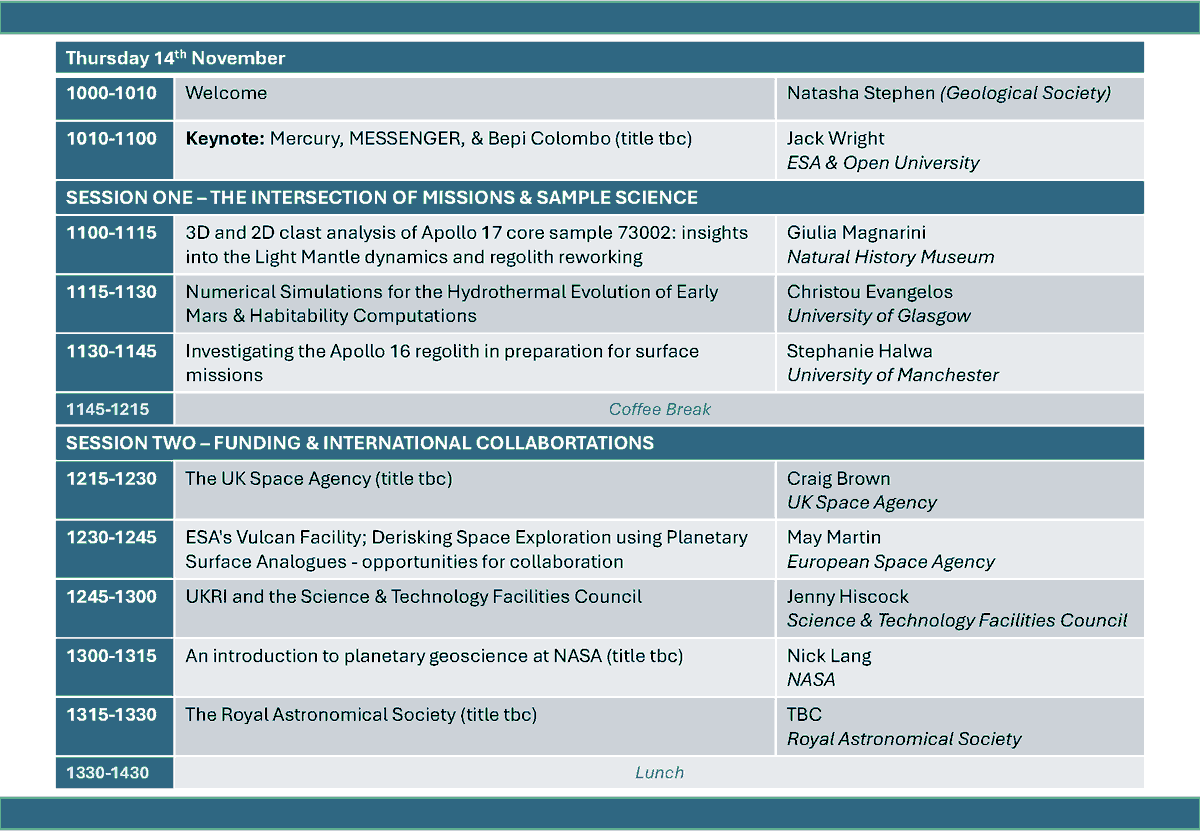 GeolSoc's tweet photo. Want to know more about the Planetary Geoscience Conference taking place on 14-15 November? The programme is now available to VIEW! Read more today https://t.co/Q48inR5PEk

#GeoFutures24 #PlanetaryScience #PlanetaryGeoscience #Geoscience #Geology #EarthScience #PlanetScience https://t.co/sBlPzsQqn2