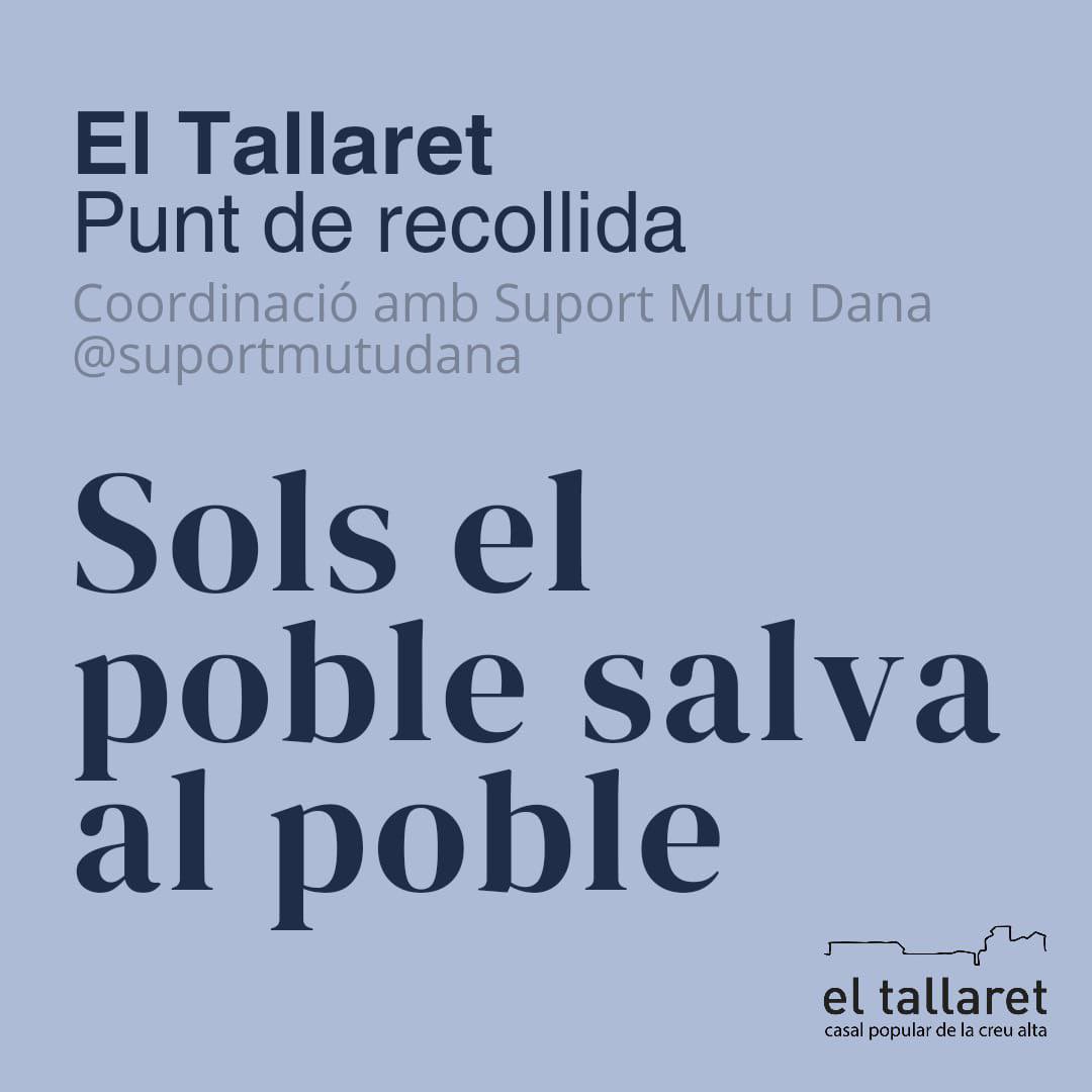 lefasbd's tweet photo. 📢 DES DE LA CREU ALTA I GRÀCIA, SOLIDARITAT AMB EL PAÍS VALENCIÀ

@ElTallaret i @cancapablanca recullen material per les víctimes de la DANA.

El faran arribar a través de Suport Mutu DANA i la Xarxa de Casals i Ateneus dels Països Catalans.

Sols el poble salva el poble! ✊🏽 https://t.co/8P5BlqQmXe