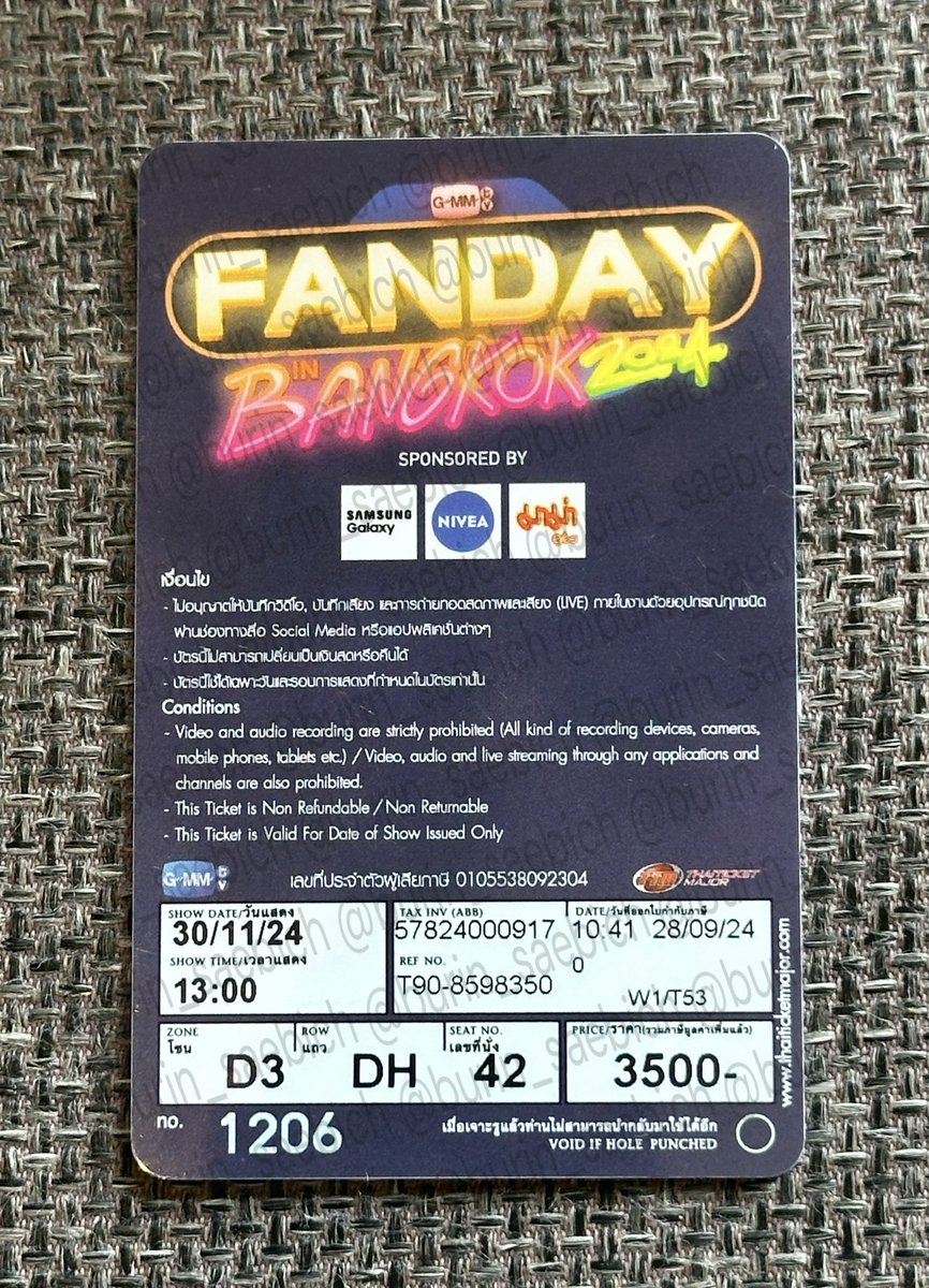 📣 แจกบัตร + แฟนเบเนฟิต 📣
#GMMTVFandayinBKKxWS 

🤍 D3 DH42 🤍

✅ กดรีไว้ได้เลยค่ะ ✅ 
❌ ฟอล ❌

💙 สุ่มแจกวันเกิดวินนี่ 21:00 น. 💙