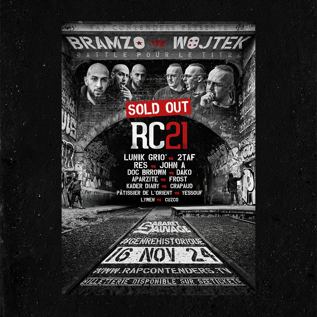 ❌ SOLD OUT ❌

Merci à tous ceux qui ont pris leur place pour la prochaine édition 🙏
Pour les autres, pré-commandez dès maintenant le livestream qui vous donne aussi accès au replay dès le lendemain de l'édition 👇🏻

🎟️ bit.ly/RC21-LIVESTREAM
💰 14,99€ les 8 battles
⏰ 17h00