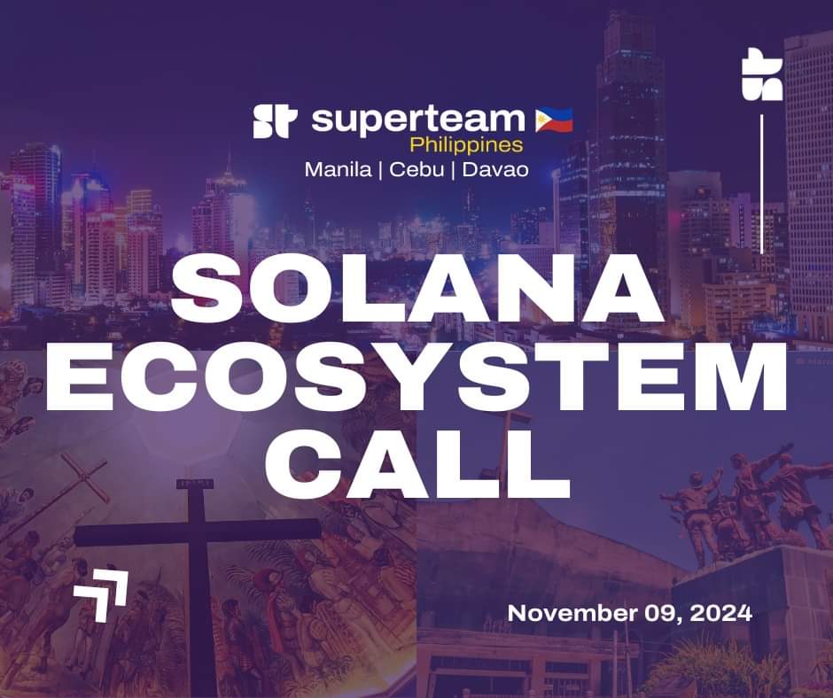 𝟭𝟭.𝟬𝟵.𝟮𝟰 🇵🇭

𝗜𝗥𝗟 𝗘𝗰𝗼𝘀𝘆𝘀𝘁𝗲𝗺 𝗖𝗮𝗹𝗹 𝗶𝘀 𝗮𝗹𝗿𝗲𝗮𝗱𝘆 𝘀𝗲𝘁!

𝗠𝗮𝗻𝗶𝗹𝗮 🤝 𝗖𝗲𝗯𝘂 🤝 𝗗𝗮𝘃𝗮𝗼

Don’t miss out on the latest <a href="/solana/">Solana</a> updates, plus a chance to connect, vibe, and have some fun with friends! Check this thread for all the IRL Ecosystem