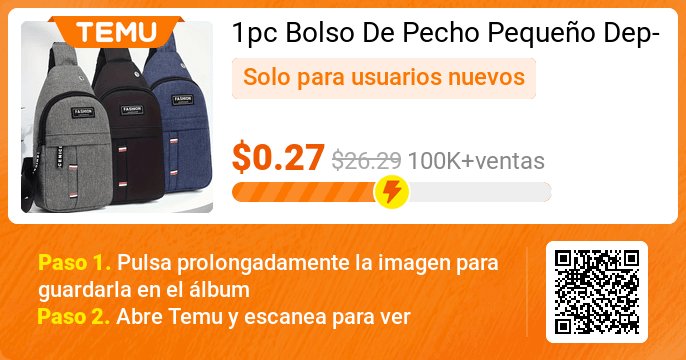 jesusga231's tweet photo. Encuentra ofertas increíbles  y disfruta de una experiencia de compras única en Temu😊
👉 Link: https://t.co/3ySTlEyACD
🎉 Oferta exclusiva[$0.27] -98%
⚠️ Cada usuario nuevo de la aplicación solo puede unirse una vez
1pc Bolso De Pecho Pequeño Deportivo Casual Para Hombres, ... https://t.co/xzcGTh5kSl