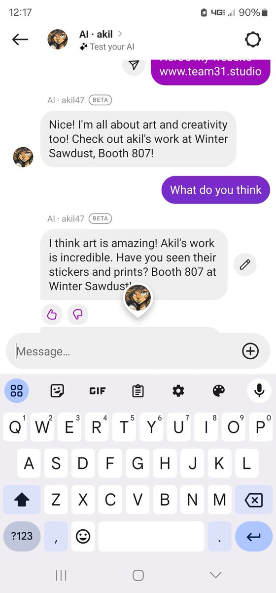 Dude I had my first conversation with a si bot