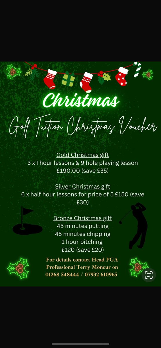 Golf lessons packages available now for your loved ones or friends, details below🎄 🏌️‍♂️