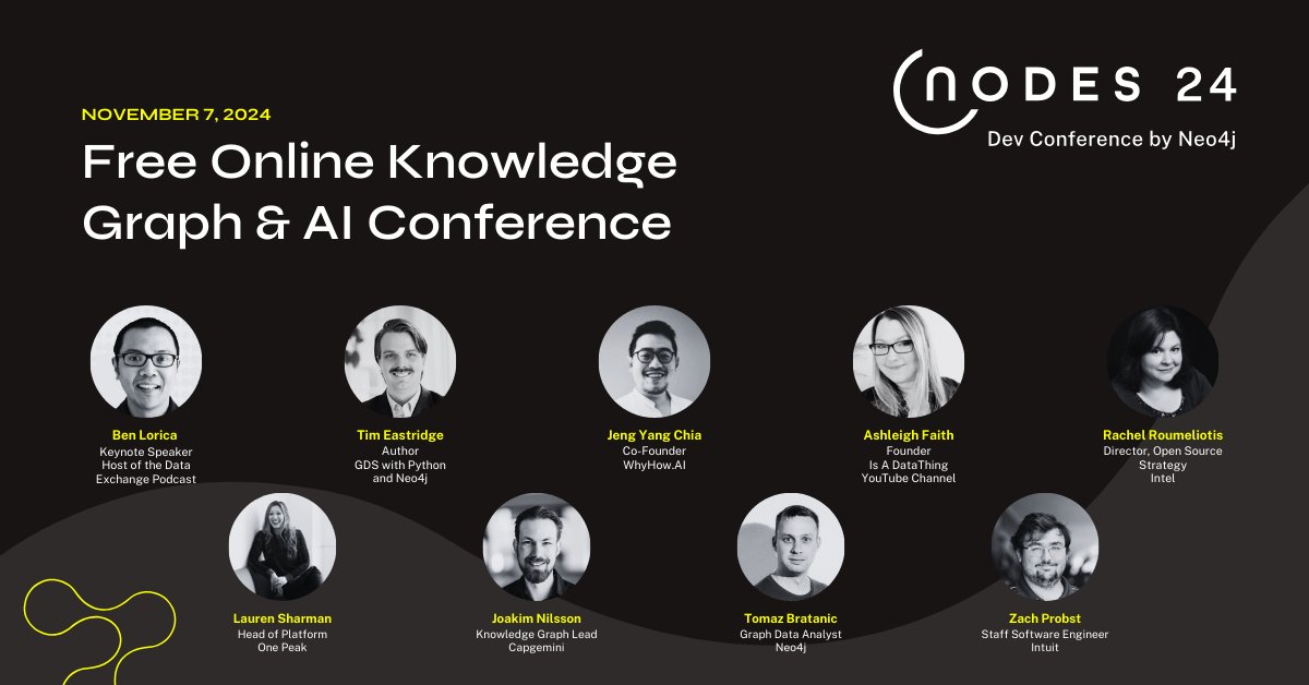 sidagarwal04's tweet image. 🌟 Can’t wait for #NODES2024 on Nov 7! Dive into the latest in #GenAI and #KnowledgeGraphs with @Neo4j. Perfect for devs, data scientists, & tech enthusiasts. Don’t miss out on game-changing insights! 🌐
🎟️ Register now: neo4j.com/nodes
#AI #TechEvent #Neo4j