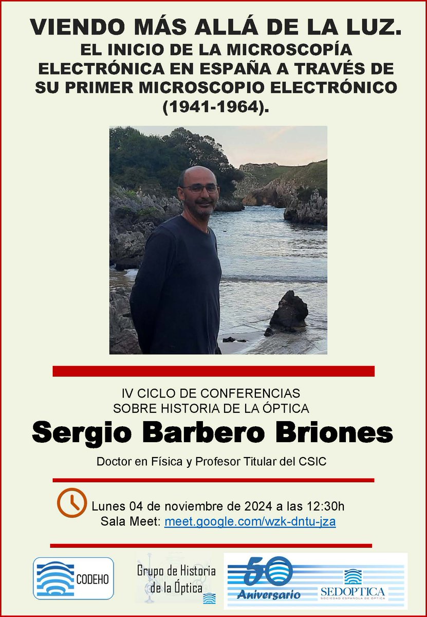 sedopticaCODEHO's tweet photo. El próximo lunes (4 de noviembre) a las 12:30 pm, tendremos la segunda charla virtual del IV Ciclo de Conferencias sobre Historia de la Óptica que organiza el Grupo de Historia de la Óptica de la Sociedad Española de Óptica (SEDOPTICA).  https://t.co/M5wYZ57A8u https://t.co/wK8WZRoQbF