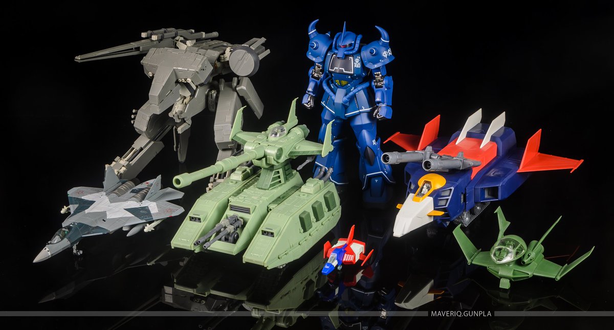 MaveriqGunpla's tweet photo. METAL GEAR REX ¦ BLUE ZAKU ¦ G-FIGHTER
SU-57 FELON ¦ MAGELLA ATTACK ¦ CORE FIGHTER ¦ DOPP FIGHTER
1/100 weapon of war.
#metalgearrex #ms07b #gouf #ms07bgouf
#gfighter #su57 #su57felon #magellaattack
#corefighter #doppfighter
#metalgearsolid
#mobilesuitgundam https://t.co/4rB4806fnd
