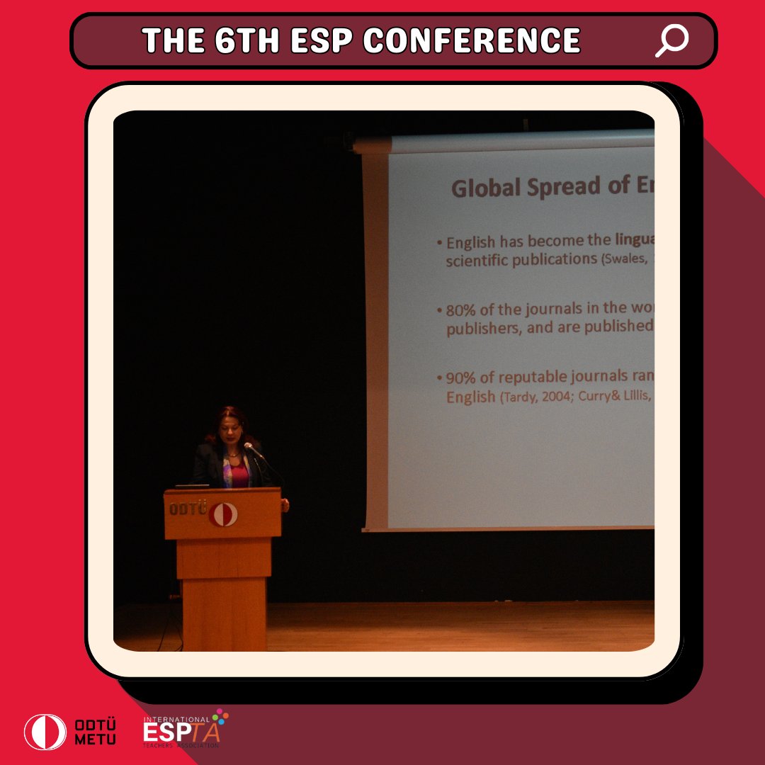 espconference's tweet photo. Prof. Dr. Hande Hacer Uysal delivered her speech titled "Exploring the Translingual Possibilities in English Academic Writing for Publishing Purposes." at the 6th International ESP Conference. 👏
#the6thespconference2024 https://t.co/sMFGUHhCpz