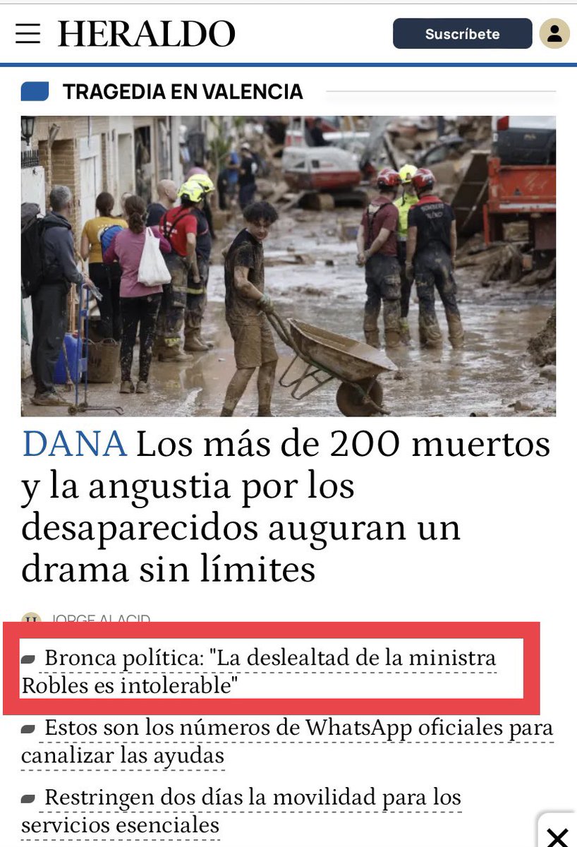 Boina_Rosca's tweet photo. Nunca defrauda @heraldoes 
De todos los testimonios de “bronca política”, ¿cuál destaca en su portada desde ayer a mediodía? Lleva horas ahí sin actualizarlo.
Queda claro por quien ha tomado parte el ppal medio de comunicacion aragonés. “Independientes” dicen 
#valencia
#dana https://t.co/gWOD5Q0Oog