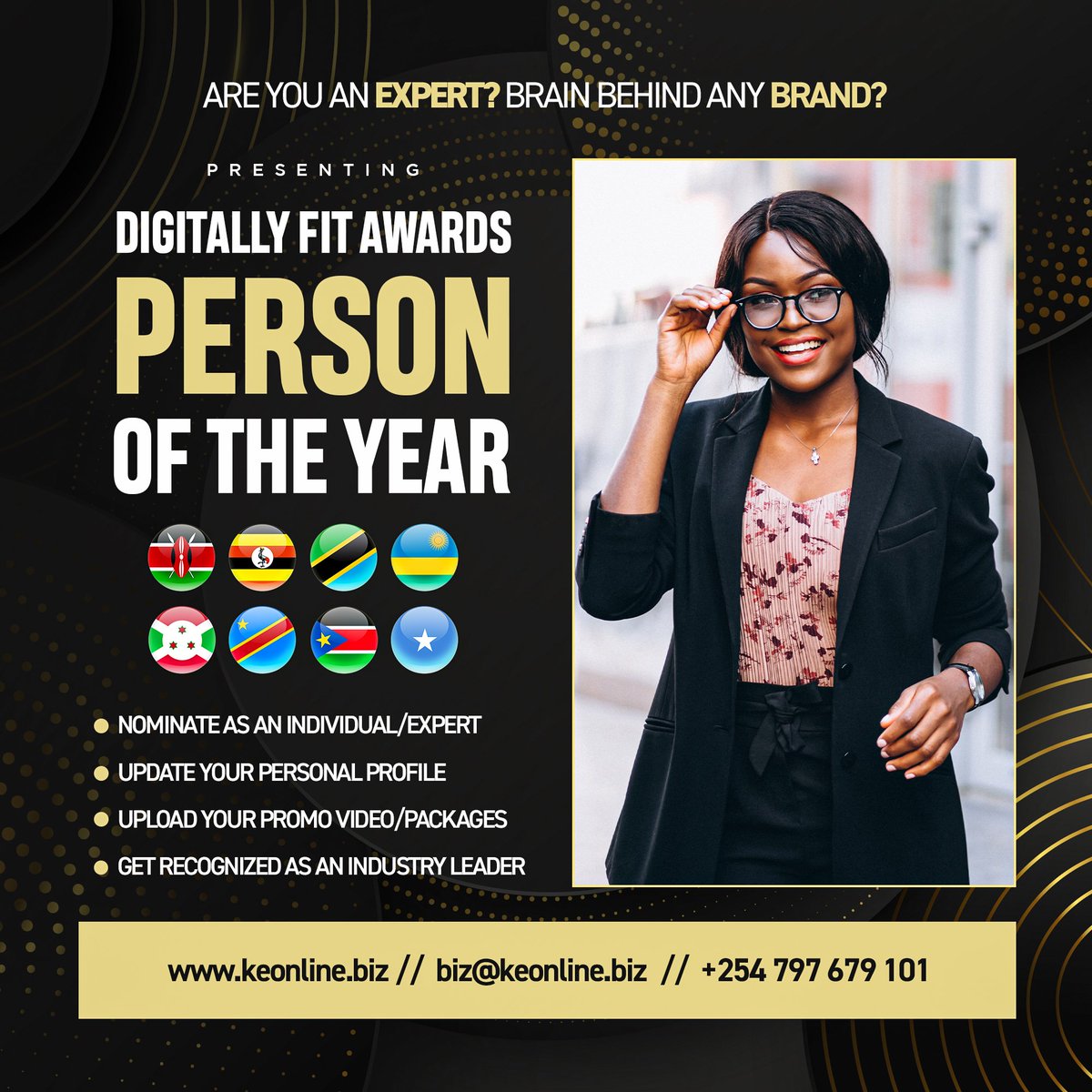 GibranScott's tweet photo. Kenya and Uganda dominate the #DigitallyFitAwardsEastAfrica nominations, setting a standard for digital excellence. Be there as we honor the region’s top digital innovators. Register: https://t.co/szm2xuIV4a https://t.co/qa7Z1LYn6Z