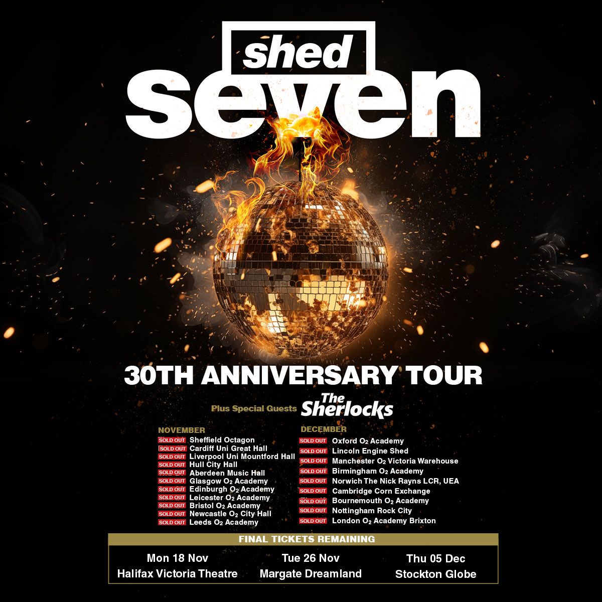 shedseven's tweet photo. Our biggest tour yet kicks off in less than two weeks!  23 shows, over 60,000 of you coming out to see us, What a way to finish an incredible year!
Most dates are sold out, but there are still a few tickets left for Halifax, Margate, and Stockton. 
🎫 https://t.co/Toi30klVKM https://t.co/n2B4ra8IZf