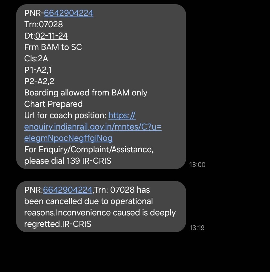 ImJC85's tweet photo. @IRCTCofficial extremely ridiculous and frustrating to cancel the train 2 hours before the travel. Who will compensate for all the inconvenience and will you reserve an alternative travel. https://t.co/3rbDGIHuKG
