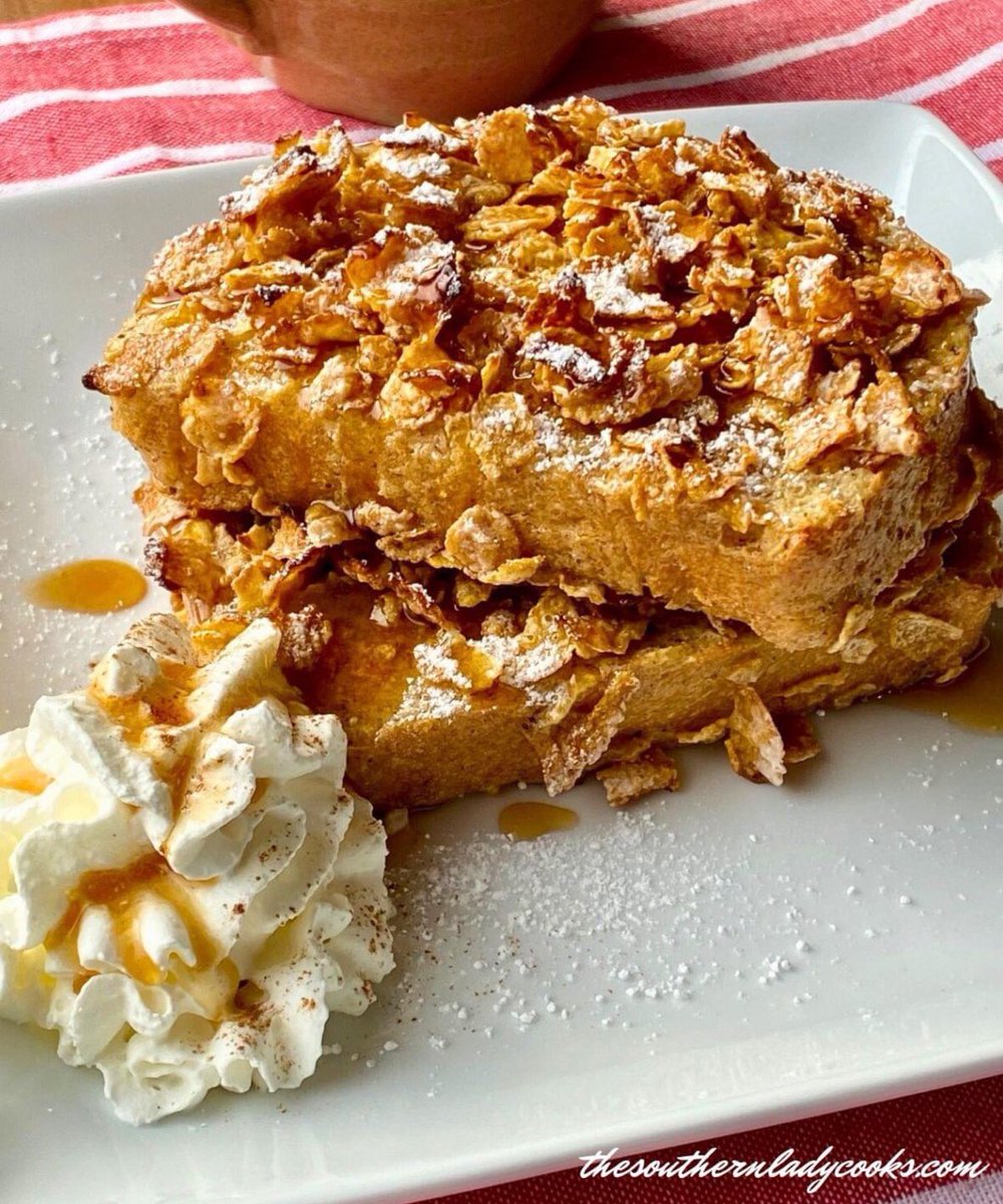 We love this french toast.. its made with Frosted Flakes! Such a treat! #breakfast #Food
RECIPE ➡ thesouthernladycooks.com/frosted-french…