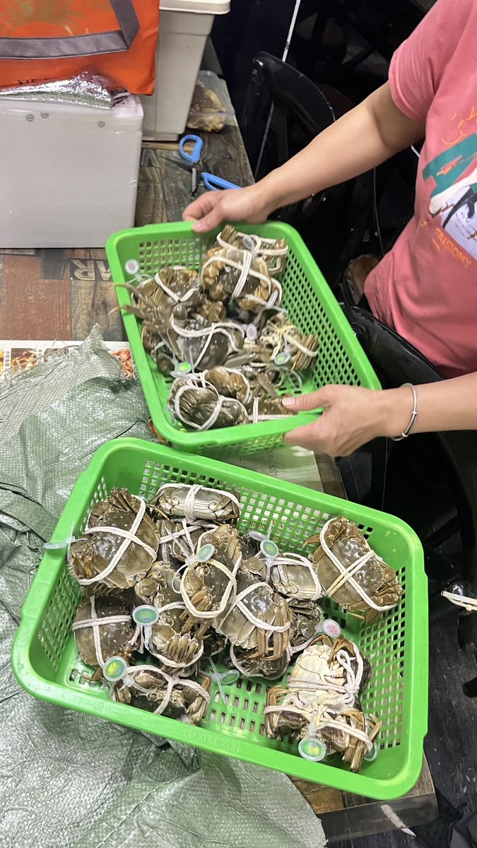 justfunssteve's tweet photo. 妹子：欸欸 這季節是不是該吃螃蟹
帶著妹子直衝產地
便宜到不行的大閘蟹
吃這麼多海鮮……要撞死人了 https://t.co/Mipxqy81ni