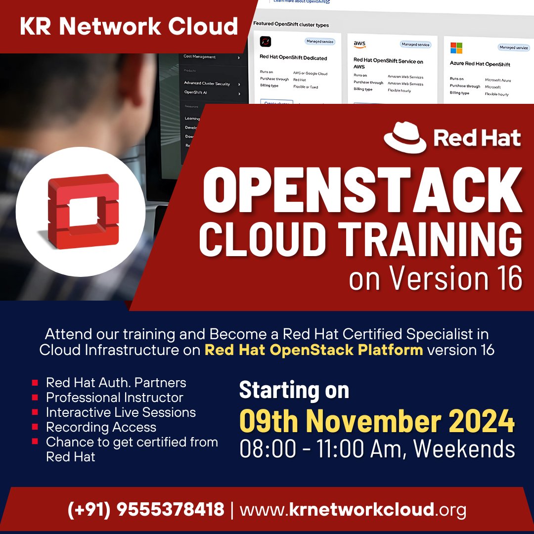 KRNetworkCloud1's tweet image. 🚀 Red Hat OpenStack is transforming industries! From telecom to DevOps, OpenStack skills are in demand. Companies using it see cost reductions of 15-30% and increased efficiency.
#RedHatOpenStack #CloudComputing #OpenStackTraining #KRNetworkCloud #TechSkills #TelecomTech