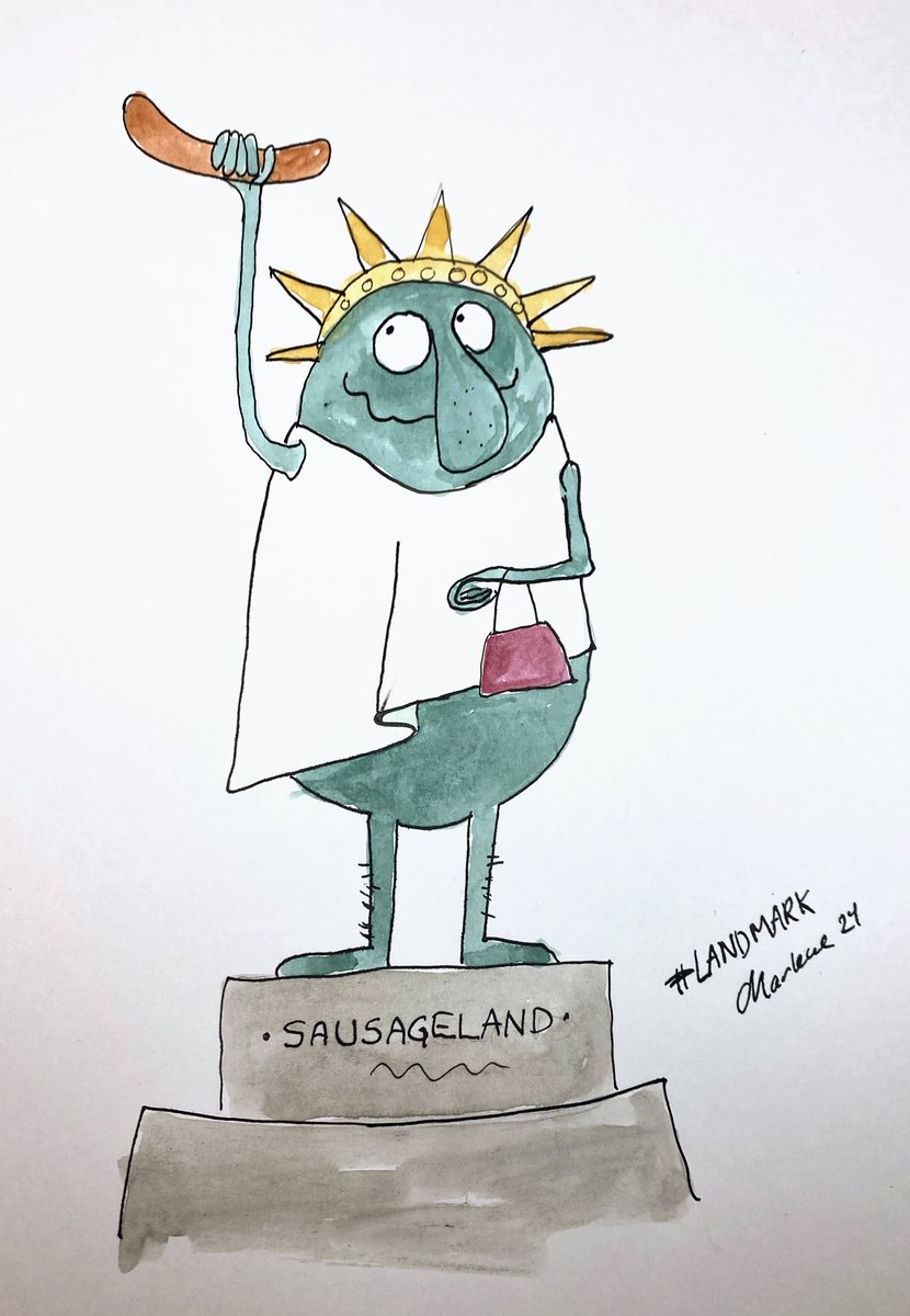 Vinkelmule's tweet image. This could well be the #landmark you behold when you arrive to Sausageland  #inktober  @inktober  #pensketch  #Inktober2024 #InkToberDay31